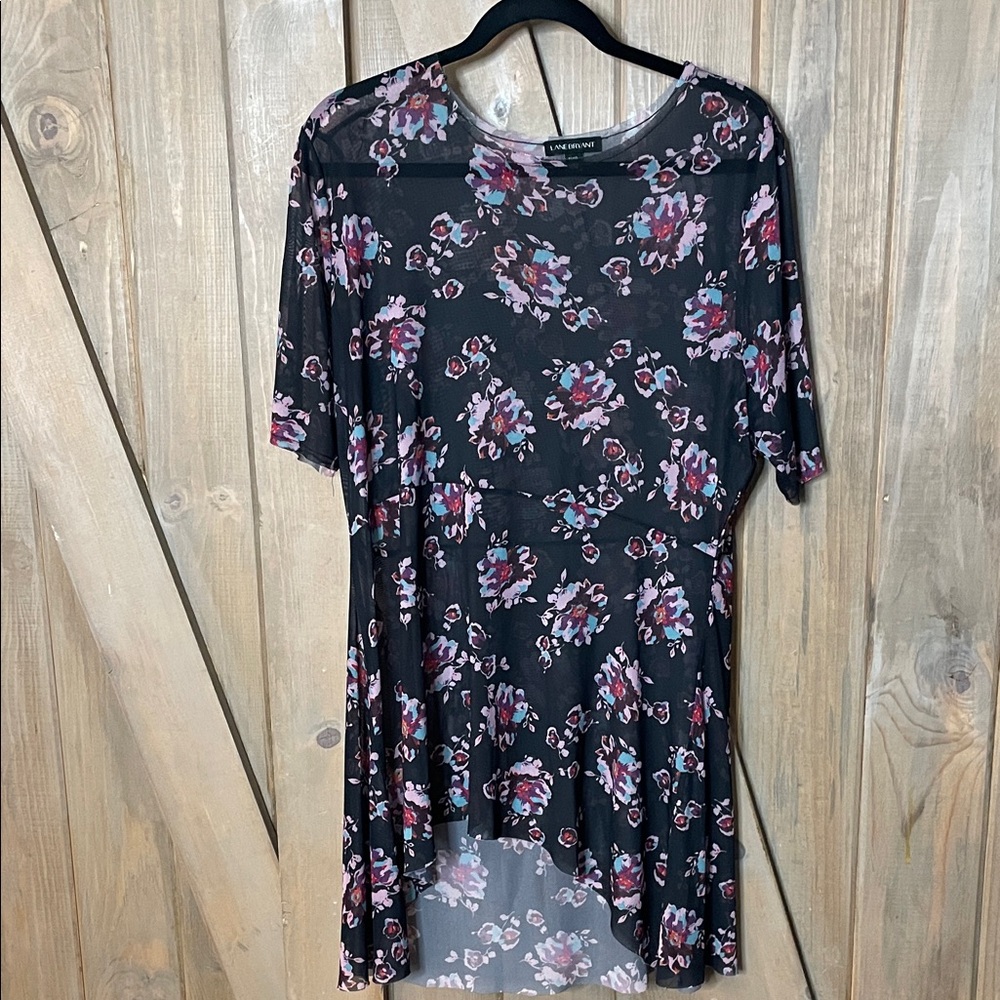Lane Bryant Black and Pink Floral Top